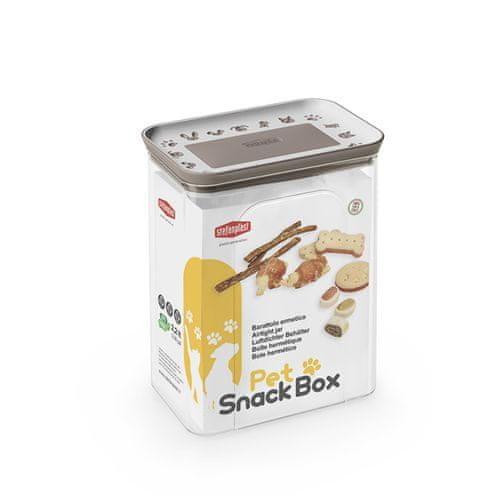 Stefanplast Snack Box obdĺžniková vzduchotesná dóza 2,2l biela/svetlosivá