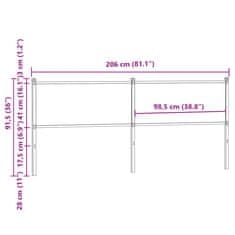 Vidaxl Čelo postele, dub sonoma 200 cm, kompozitné drevo a oceľ