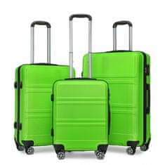 KONO Zelená sada luxusných kufrov s TSA zámkom "Travelmania" - veľ. M, L, XL