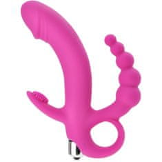 XSARA Vibrátor g-spot se stimulátorem klitorisu a anální sonodu pro trojitou stimulaci - 78501378