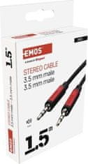 EMOS JACK kábel 3,5mm stereo, vidlica - 3,5mm vidlica 1,5m