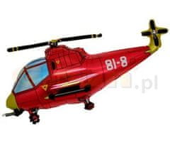 Balónik fóliový helikoptéra - červený vrtuľník - 60 cm