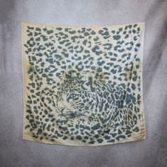 VegaLM Ručne maľovaná hodvábna šatka HNEDÝ LEOPARD, 90 x 90cm, Made in SLOVAKIA