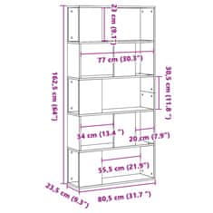 Petromila vidaXL Knižnica 5 políc dymový dub 80,5x23,5x162,5 cm kompozitné drevo