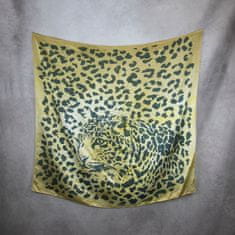 VegaLM Ručne maľovaná hodvábna šatka KHAKI LEOPARD, 90 x 90cm, Made in SLOVAKIA