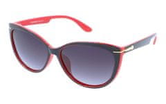 Camerazar Dámske slnečné okuliare Polarized Cat Eye, čierno-červený rám, sivé gradientné šošovky