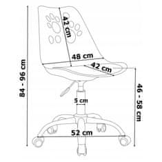 Flamenco Mystique Otočný kancelársky stolička Puppy Love KO16SZ, pastelové farby, PP plast a ekokoža, chromový rám