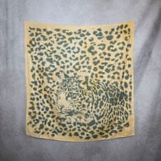 VegaLM Ručne maľovaná hodvábna šatka ORANŽOVÝ LEOPARD, 90 x 90cm, Made in SLOVAKIA