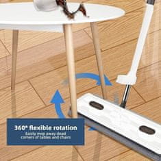 Netscroll 360° čistič podlah a skladací kýbel na jednoduché čistenie, podlahový čistič s rotáciou, mop na umývanie podláh, okien, dlaždíc, Metla + Vedro + 2 Zdarma Handričky, MopBundle