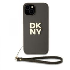 DKNY Zadný kryt PU Leather Stack Logo Wrist Strap pre iPhone 13 Green