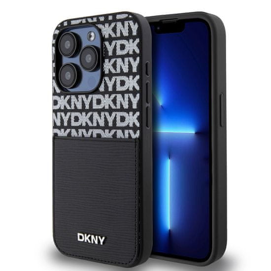 DKNY Zadný kryt PU Leather Repeat Pattern Card Pocket pre iPhone 14 Pro Black