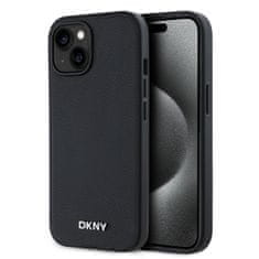 DKNY Zadný kryt PU Leather Silver Metal Logo Magsafe pre iPhone 13 Black