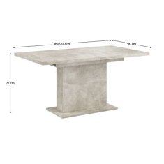 KONDELA BOBA Jedálenský stôl betón 160-200 x 90 cm