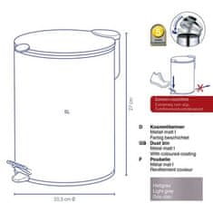 Kela Kosmetický koš KL-23700 Koš kosmetický 5 l Mats světle šedá