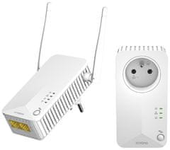 STRONG sada 2 adaptérov Powerline WF 600 DUO FR/ Powerline 600 Mbit/s/ Wi-Fi 300 Mbit/s/ 2x LAN/ biely