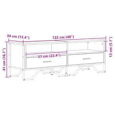 Vidaxl TV stolík sivá sonoma 122x34x41 cm kompozitné drevo