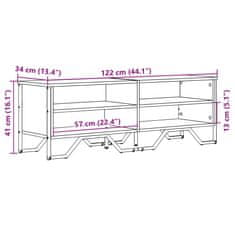 Vidaxl TV stolík dub sonoma 122x34x41 cm kompozitné drevo