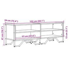 Vidaxl TV stolík hnedý dub 122x34x41 cm kompozitné drevo