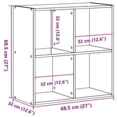 Petromila vidaXL Knižnica sivá sonoma 68,5x32x68,5 cm kompozitné drevo