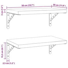 Petromila vidaXL Nástenné police 2 ks 50x30 cm strieborné nehrdzavejúca oceľ