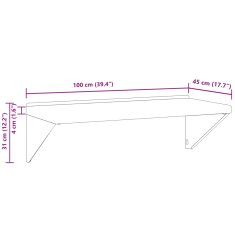 Petromila vidaXL Nástenná polica 100x45x31 cm strieborná nehrdzavejúca oceľ