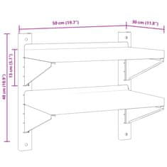Petromila vidaXL 2-úrovňová polica 50x30x60 cm strieborná nehrdzavejúca oceľ