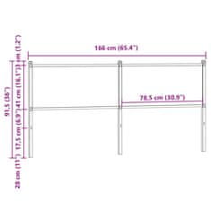 Vidaxl Čelo postele, dub sonoma 160 cm, kompozitné drevo a oceľ