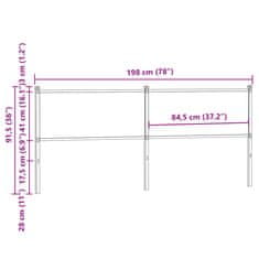 Vidaxl Čelo postele, dub sonoma 190 cm, kompozitné drevo a oceľ