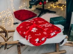 Výpredaj obliečok Vianočná červená baránková deka z mikroplyšu CANDY BELLS Rozmer: 200 x 220 cm