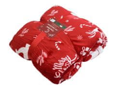 Výpredaj obliečok Vianočná červená baránková deka z mikroplyšu CANDY BELLS Rozmer: 200 x 220 cm