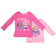 Výpredaj obliečok Detské tričko s dlhým rukávom 2 ks LABKOVÁ PATROLA ružové / svetloružové - rôzne veľkosti Veľkosť: 122 - 128