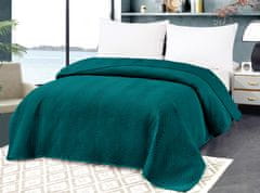 Výpredaj obliečok Tyrkysový zamatový prehoz na posteľ so vzorom ARROW VELVET Rozmer: 220 x 240 cm