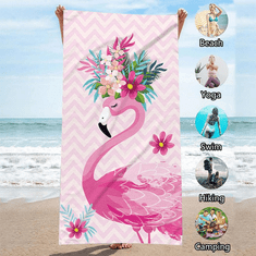 Výpredaj obliečok Plážová osuška FLAMINGO WITH FLOWERS 70 x 150 cm farebná