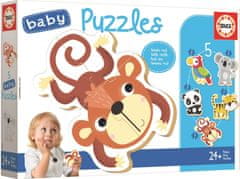 EDUCA Baby puzzle Divoká zver 5v1 (3-5 dielikov)