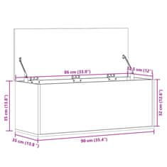 Vidaxl Úložný box betónovo-sivý 90x35x35 cm spracované drevo