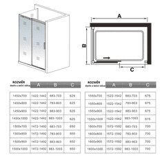 H K Obdĺžnikový sprchovací kút HARMONY F2 160x90 L/P variant 