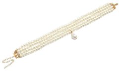 Camerazar Dámsky náhrdelník z mnohých bielych perál, zlaté kovanie, dĺžka 34 cm + 10 cm predĺženie