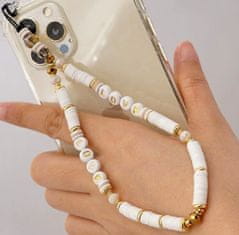 Camerazar Letný prívesok na telefón s perlovou šnúrkou, ručná výroba, dĺžka 18-19 cm