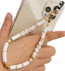 Camerazar Letný prívesok na telefón s perlovou šnúrkou, ručná výroba, dĺžka 18-19 cm