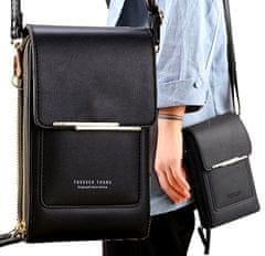 Camerazar Taška na telefón a peňaženku, čierna, mäkká, ekologická umelá koža, 19x12x5 cm