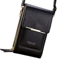 Camerazar Taška na telefón a peňaženku, čierna, mäkká, ekologická umelá koža, 19x12x5 cm