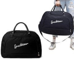 Camerazar Priestranná cestovná taška na cvičenie, čierny nylon, 47x28 cm s predným vreckom na zips