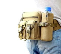 Camerazar Pánska vojenská taška na opasok, odolný polyester, dve vrecká na zips, rozmery 15x18x6,5 cm