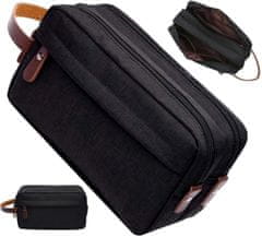 Camerazar Pánska kozmetická taška - cestovný organizér, čierna, polyester 300D Oxford, 25x9 cm