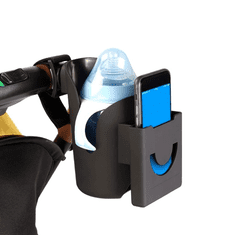 Camerazar Univerzálny držiak na telefón a fľašu 2v1 na kočík alebo bicykel, odolný plast, 15x12 cm