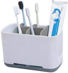 Camerazar Robustný organizér na zubné kefky do kúpeľne, matný plast, 17,5x9x13 cm