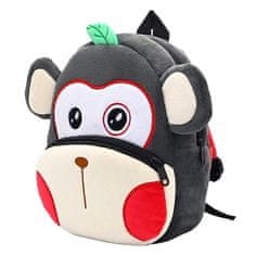 Camerazar Plyšový detský batoh Monkey, sivý, polyester, rozmery 26x24x10 cm
