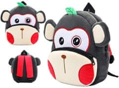Camerazar Plyšový detský batoh Monkey, sivý, polyester, rozmery 26x24x10 cm