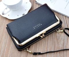 Camerazar Dámska spojovacia taška na telefón a peňaženku, čierna, mäkká ekologická umelá koža, 19,5x11x4,5 cm