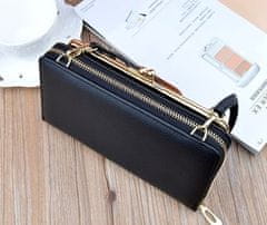 Camerazar Dámska spojovacia taška na telefón a peňaženku, čierna, mäkká ekologická umelá koža, 19,5x11x4,5 cm